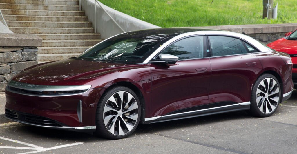2022 Lucid Air Grand Touring in Zenith Red front left 1