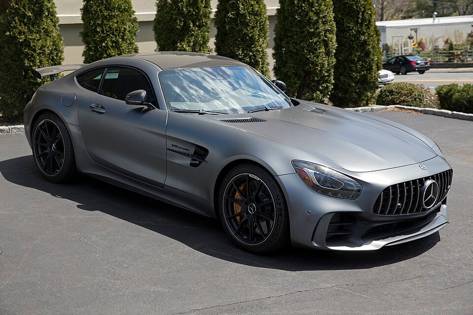960px 2018 Mercedes Benz AMG GT R designo matte Selenite Grey Magno front right